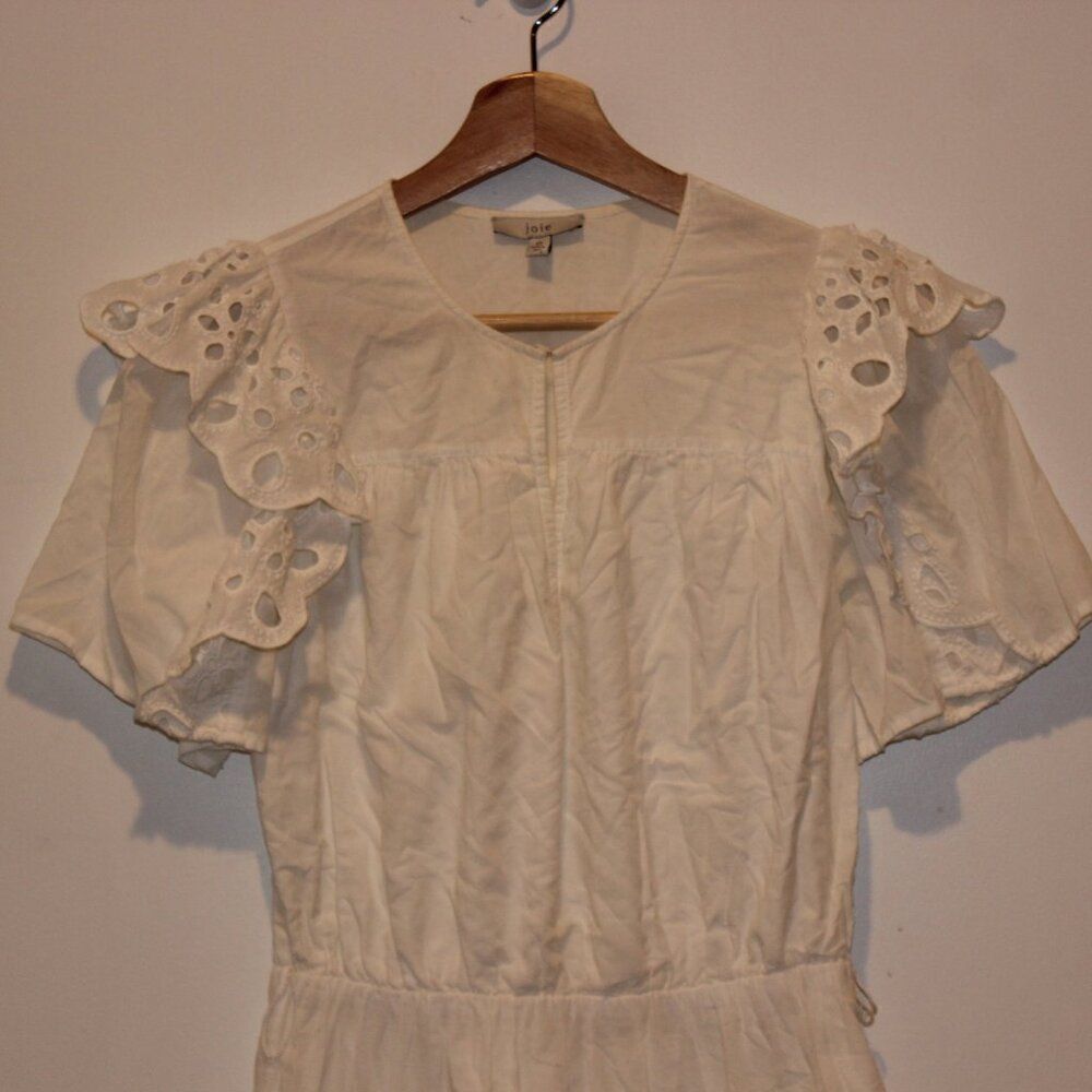 Joie White  Eyelet Embroidered Safia Babydoll Mini Dress Women's Size XS - Picture 6 of 14